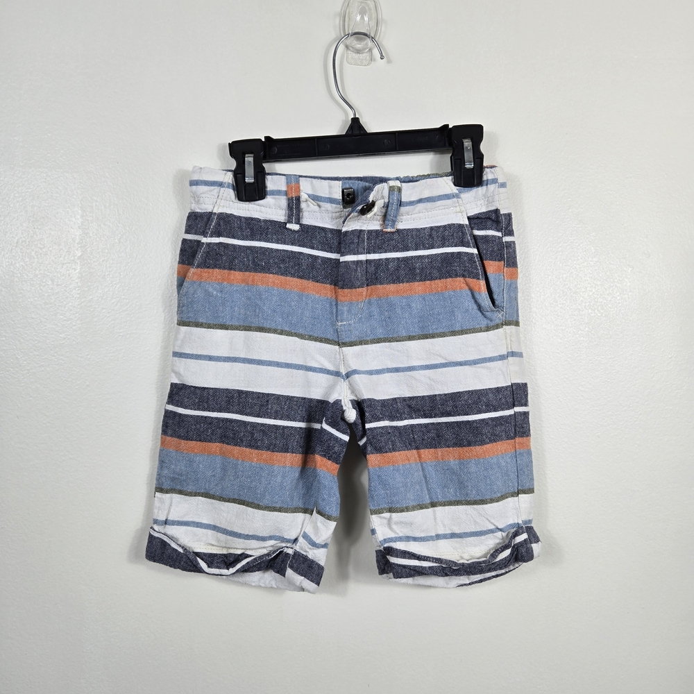 Gymboree Boys Navy White Striped Nautical Bermuda Weathered Preppy Shorts 7